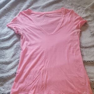 American Eagle Outfitters Light Pink V-Neck Tee